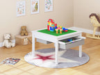 UTEX 2 in 1 Kids Construction Play Table with Drawers Compatible with Lego