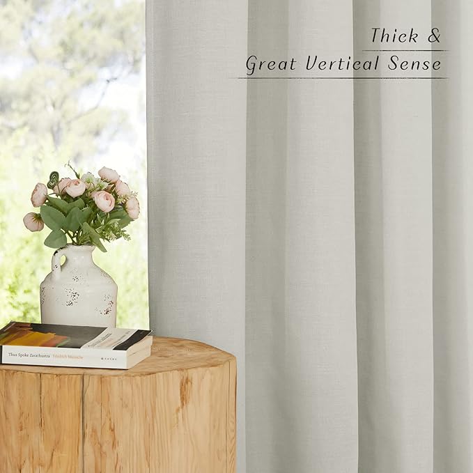 NICETOWN Thick Linen Blend Curtains Flax Textured - Image 3