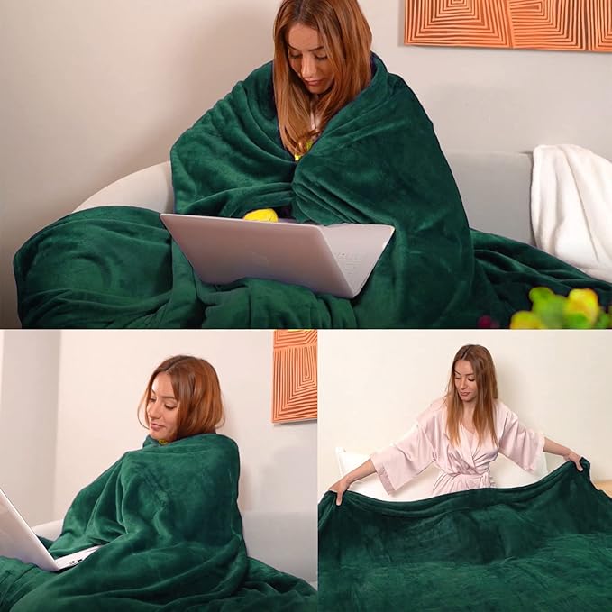 Forest Green Flannel Fleece Throw Blanket Throw Size, Super Soft Plush Cozy and - Image 2