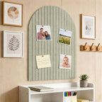 Large Arched Felt Bulletin Board, Sized 36" x 24" for Office & Wall Decor – 6 Customizable Adhesive Tiles with Pins are Perfect to Display Your Photos (Sage Green)