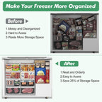 ADRIMER Freezer Organizer Bins, 4 Packs Foldable & Stackable Chest Freezer Organizer Bins with Adjustable Length 11-17.3", Metal Wire Storage Baskets for Upright Freezer, Deep Freezer, Pantry, White