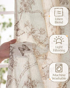 jinchan Floral Linen Curtains for Living Room 84 Inch Length Butterfly Curtain - Image 4
