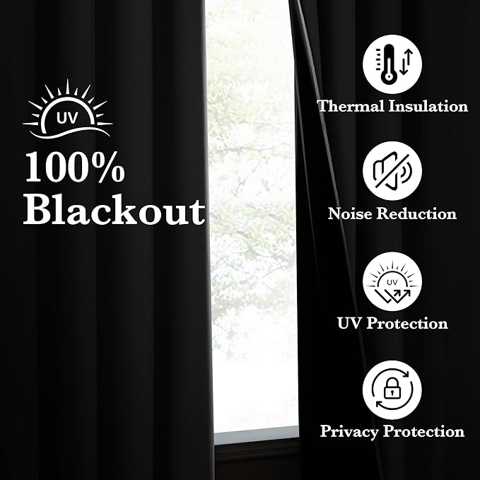 NICETOWN 100% Blackout Off White Curtains - Image 3