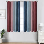 Estelar Textiler Navy Blue and Burgundy Red Ombre Blackout Curtains 45 Inches - Image 2