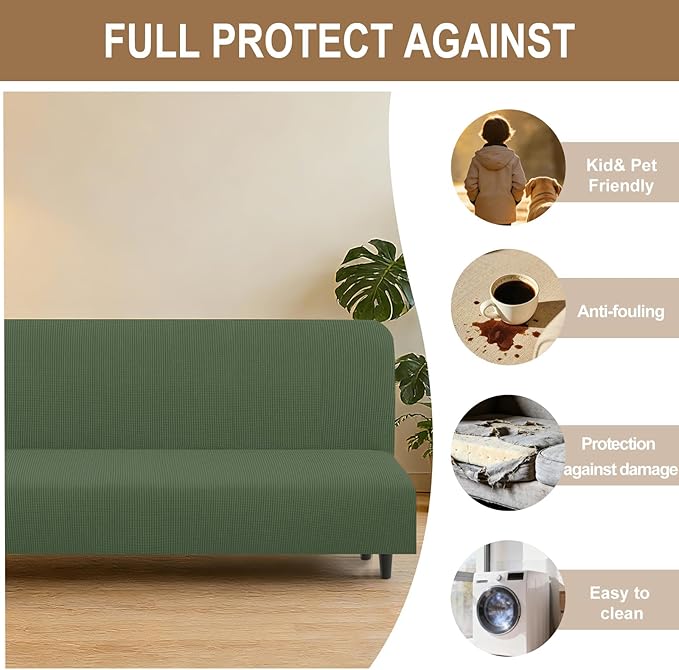 U-NICE HOME Stretch Futon Cover Armless Bed Slipcover - Image 4