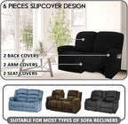 ULTICOR Reclining Love Seat Slipcover, 6-Piece Velvet Stretch Loveseat - Image 3