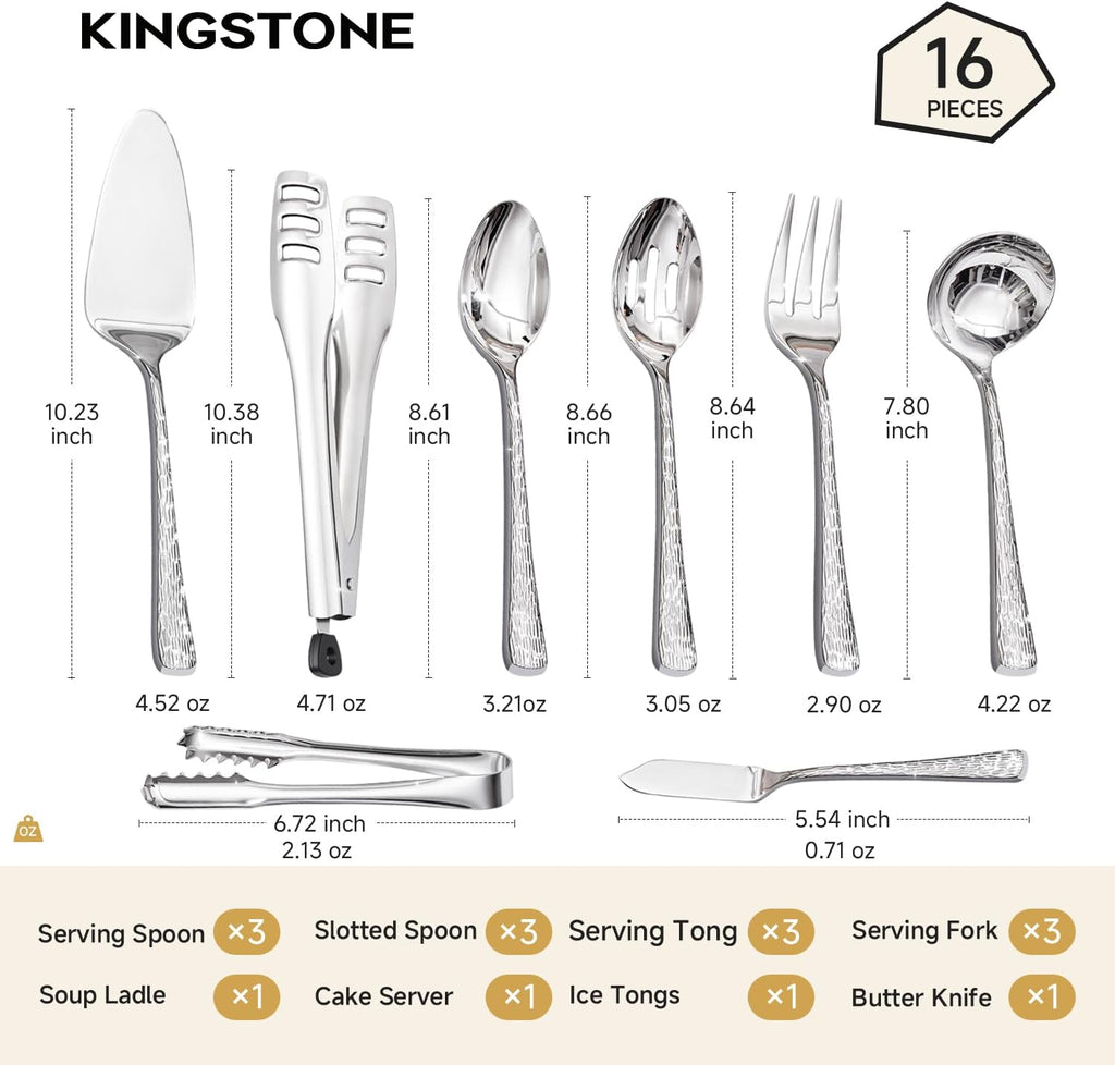 16 Piece Serving Utensils Set, 18/10 Stainless Steel Hostess Utensils
