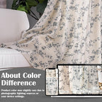 Lazzzy Black Floral Linen Curtains 63 Inch Farmhouse Back Tab Drapes - Image 5
