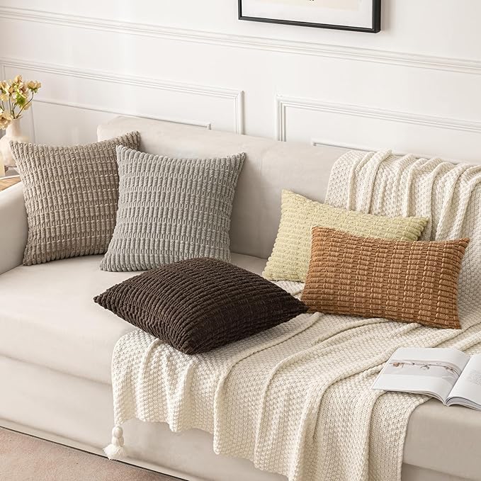 MIULEE Pack of 2 Corduroy Decorative Throw Pillow Covers 16x16 Inch Soft Boho - Image 3