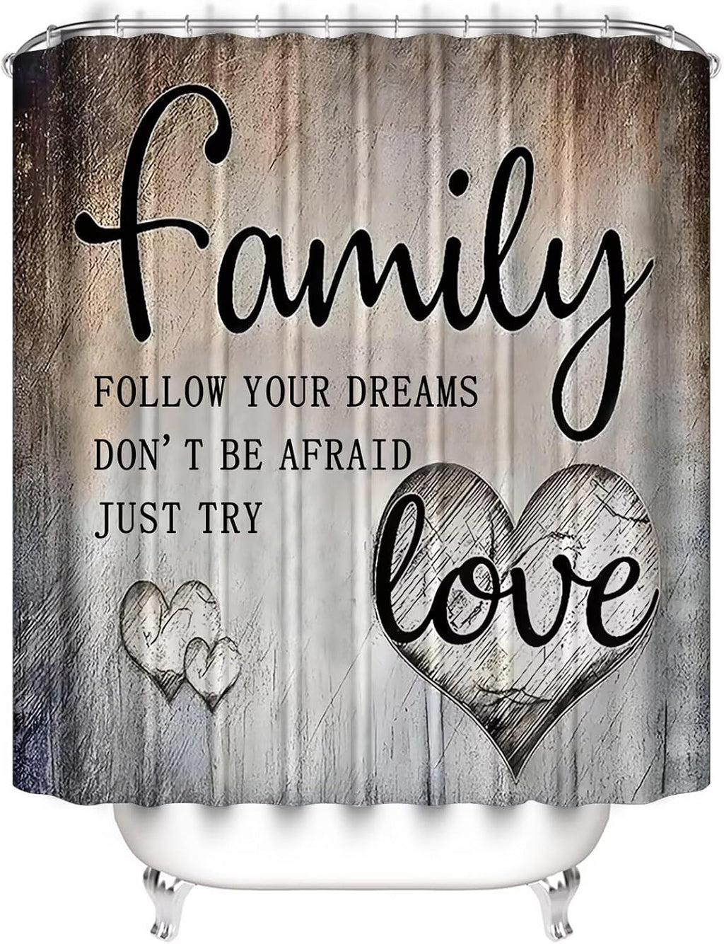 AZHM 4pcs Inspirational Quotes Shower Curtain Set with Rugs and Accessories