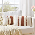 Fancy Homi Set of 1 Rust Boho Long Lumbar Decorative Throw Pillow Cover 12x24 - Image 2