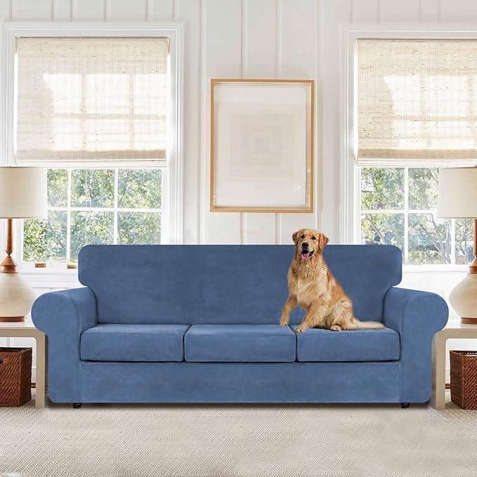 WEERRW Velvet Plush Fabric 4 Pieces Sofa Covers - Image 2