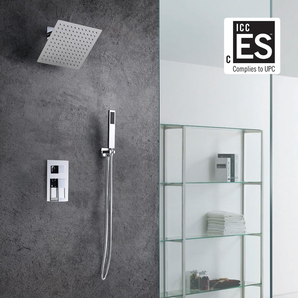 SUMERAIN Bathroom Shower System with Rain Shower and Hand Wand Chrome