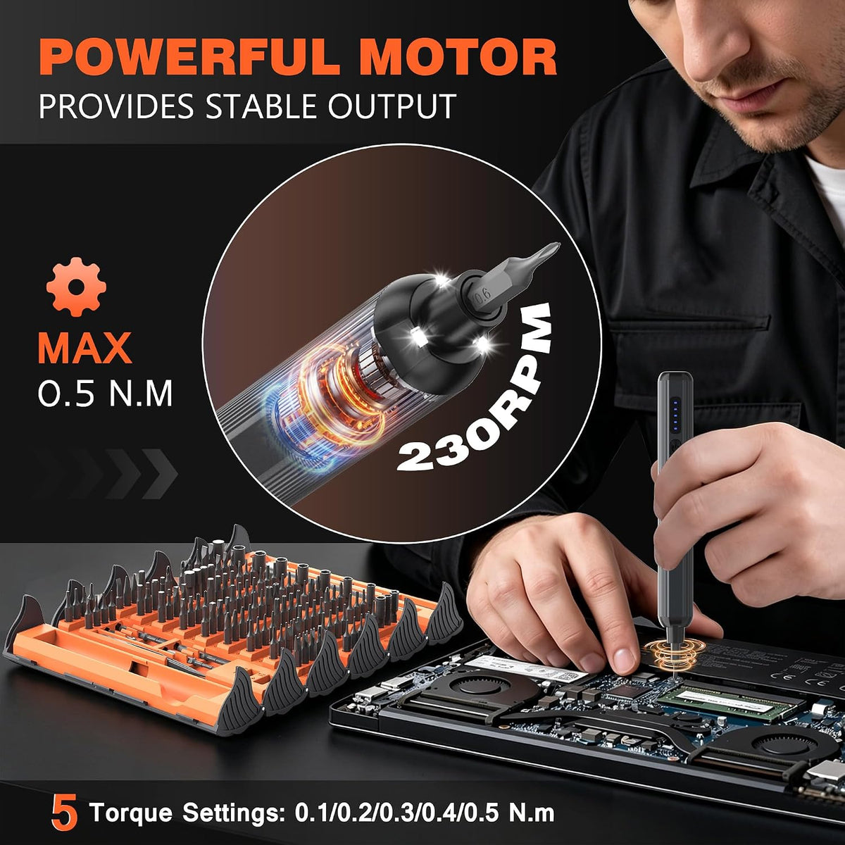 138-IN-1 Electric Screwdriver Set Cordless with 120 Precision Bits