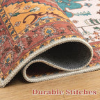 SERISSA Boho 8x10 Area Rugs Orange, Washable Vintage Large Living Room Rug - Image 7