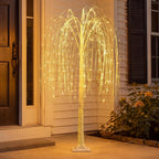 5FT Lighted Weeping Willow Tree, 216 LED Artificial Willow Tree, Warm