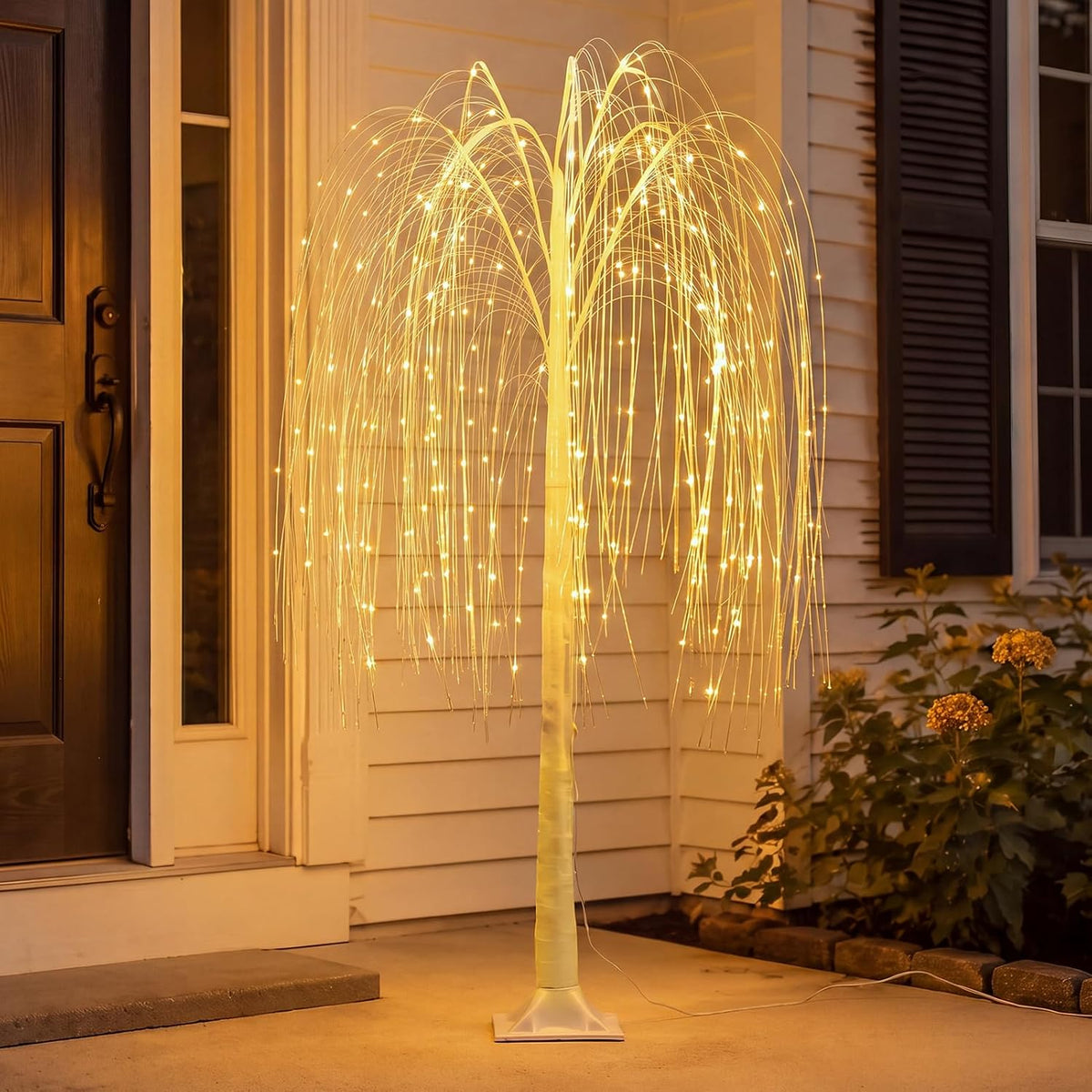 5FT Lighted Weeping Willow Tree, 216 LED Artificial Willow Tree, Warm