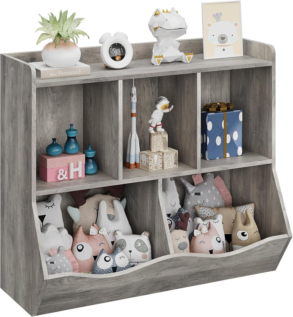 IDEALHOUSE Toy Bookshelf and Bookcase, Multi Shelf with Cubby Organizer Cabinet for Storage Books and Toys, for Bedroom, Playroom, Hallway