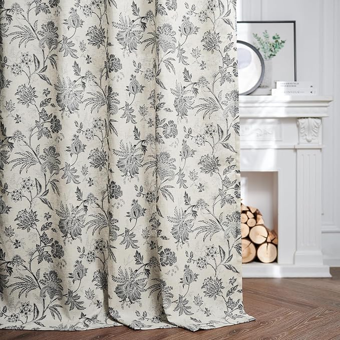 jinchan Linen Floral Curtains for Living Room - Image 3