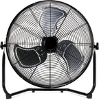 Amazon Basics 20" High Velocity Industrial Cooling Floor Fan with 3 Speeds, Tilt Head, ETL-Listed Safety Compliance, Metal Housing and Blades, for Commercial Space/Garage/Gym, 125W, Black
