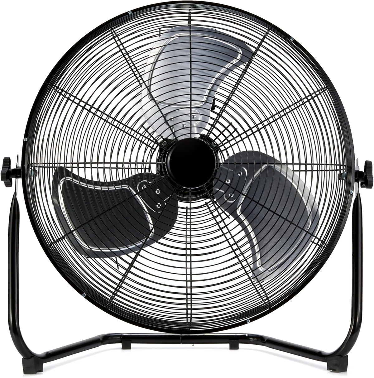 Amazon Basics 20" High Velocity Industrial Cooling Floor Fan with 3 Speeds, Tilt Head, ETL-Listed Safety Compliance, Metal Housing and Blades, for Commercial Space/Garage/Gym, 125W, Black