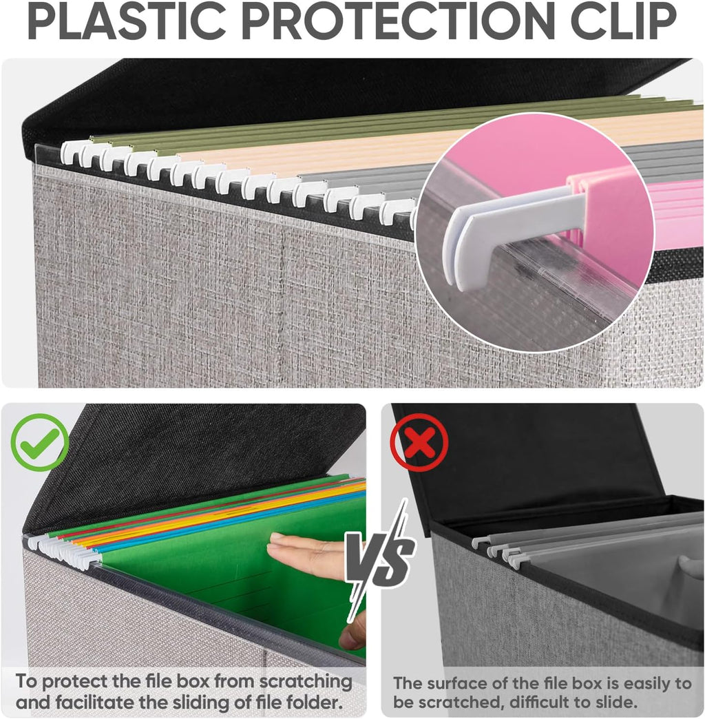 BALEINE File Organizer Box with Lid, Collapsible Hanging File Storage Box