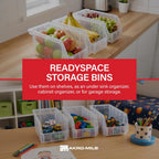 ReadySpace Medium Stackable Plastic Storage Bins, 8-Pack, Clear