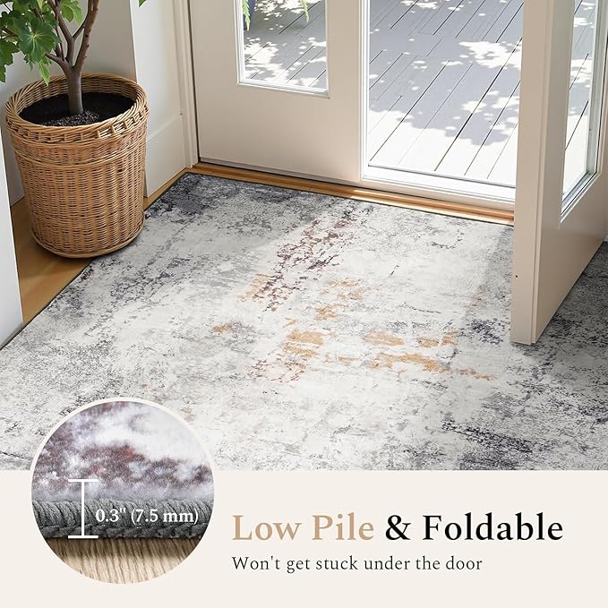 Rugflix 5x7 Area Rugs for Living Room, Washable Large Rug Stain-Resistant Low - Image 5
