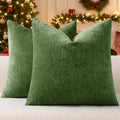 decorUhome Soft Chenille Moss Green Throw Pillow Covers 18X18 Set of 2
