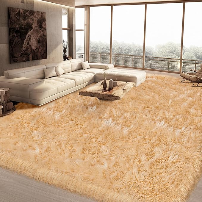 Ciicool Fluffy Faux Fur Area Rug 8 x 10 Feet, Thick Shaggy Fuzzy Rugs Floor - Image 8