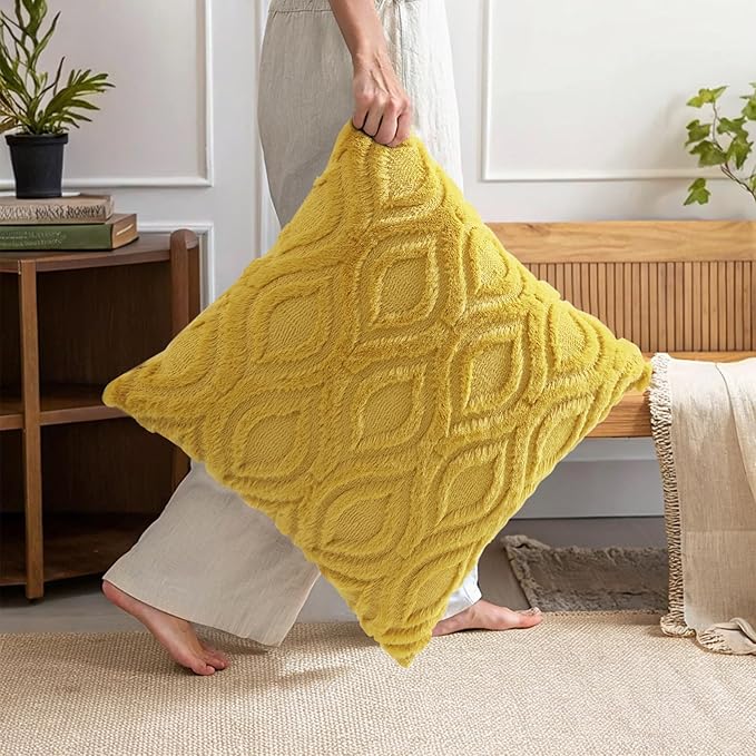 decorUhome Summer Throw Pillow Covers 20x20 Inch Set of 2, Soft Plush Faux Wool - Image 8