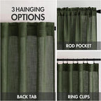 MIULEE Olive Green Linen Curtains 100 Inch Length 2 Panels - Image 3