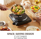Elite Gourmet Electric Burner, 1000W Cast Iron Hot Plate, 7 Heat Settings