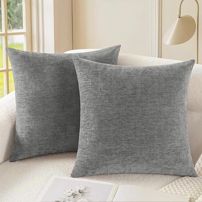 CaliTime Throw Pillow Covers Decorative 22 X 22 Inches Pack of 2 Cozy Chenille by CaliTime