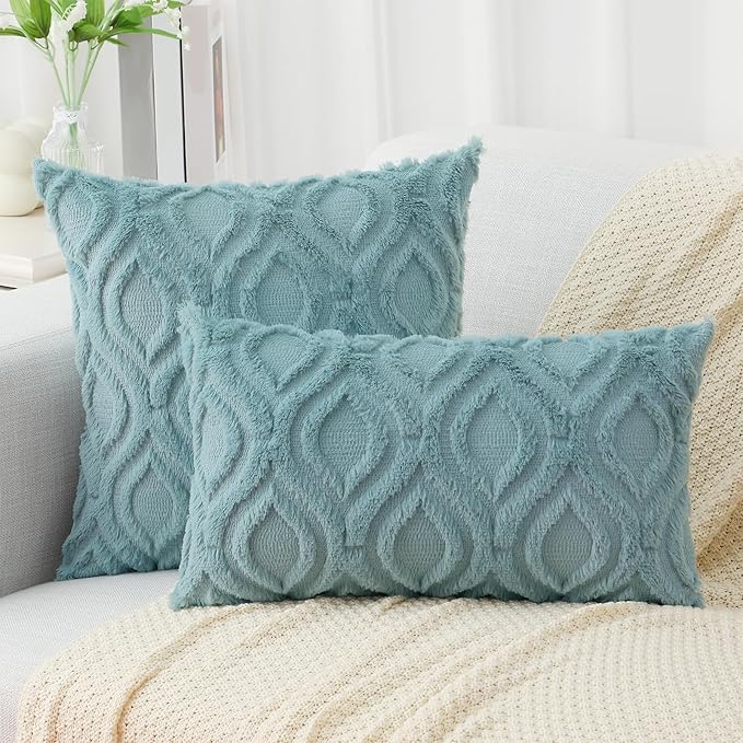 decorUhome Summer Throw Pillow Covers 24x24 Inch Set of 2, Soft Plush Faux Wool - Image 7