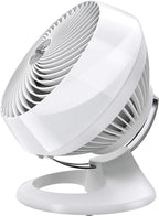 Vornado 460 Small Desk Fan with 3 Speed Settings, Adjustable Tilt Chrome Glide Bar, for Bedroom, Office, Home, Air Circulation up to 70 Feet, Quiet Table Fan, White