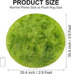 Tie Dye Green Round Rugs Small 3x3 ft Fluffy Circle Rug Furry Carpet Shaggy - Image 2