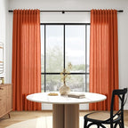 Nanspring Bright Orange Linen Blend Light Filtering Back Tab Curtains 96 Inches - Image 6