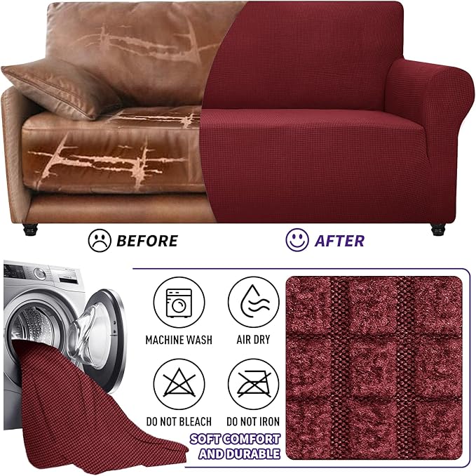 ZNSAYOTX Super Stretch Couch Cover Love Seat Sofa Covers - Image 7