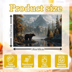 Bear Forest Mountain Placemats Set of 6, Rustic Wild Animal Linen Place Mats Farmhouse Washable Stain Resistant Table Mats for Home Party Kitchen Dining, 12x18 Inch