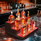 3 Tier Wine Rack with Light LED Liquor Bottle Display Case Acrylic Illuminated Bar Bottle Display Shelf RGB Lighting for Home Commercial Bar Party