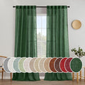 MIULEE Emerald Green Linen Curtains 90 Inch Long by MIULEE