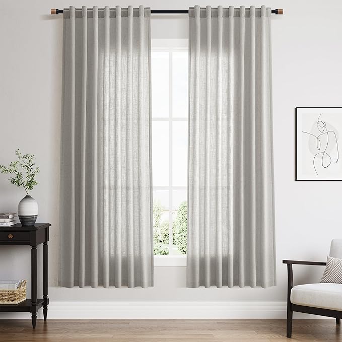 Light Gray Linen Curtains 72 Inches Long by Nanspring