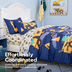 Joiedomi Kids Comforter Set Bedding Set for Boys Girls Super Soft Microfiber Bed in a Bag with Comforter Sheets Pillowcase Sham, Dark Blue Construction Vehicle, Twin