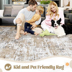 9x12 Area Rug for Living Room, Washable Modern Abstract Large Area Rug Neutral - Image 6