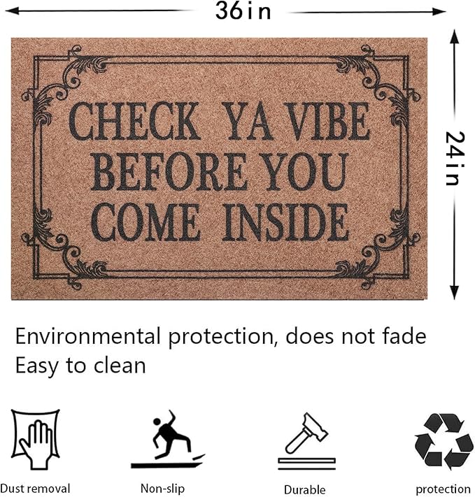 Front Door Indoor Outdoor Entrance Doormat Brown Rubber Welcome Door Mat Come - Image 3