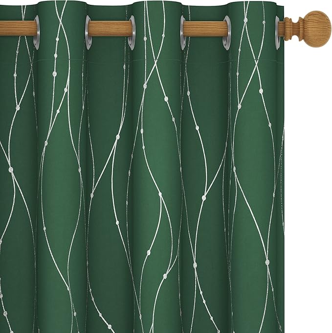 Deconovo Green Curtains, Christmas Blackout Drapes, Thermal Insulated - Image 2