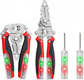 16-in-1 Foldable Wire Stripper, Electrical Multitool with 12-250V Voltage Tester, Crimper, Screw Cutter & Non-Slip Grip, Stainless Steel Voltage Test Pliers for Home Wiring, DIY & Repairs