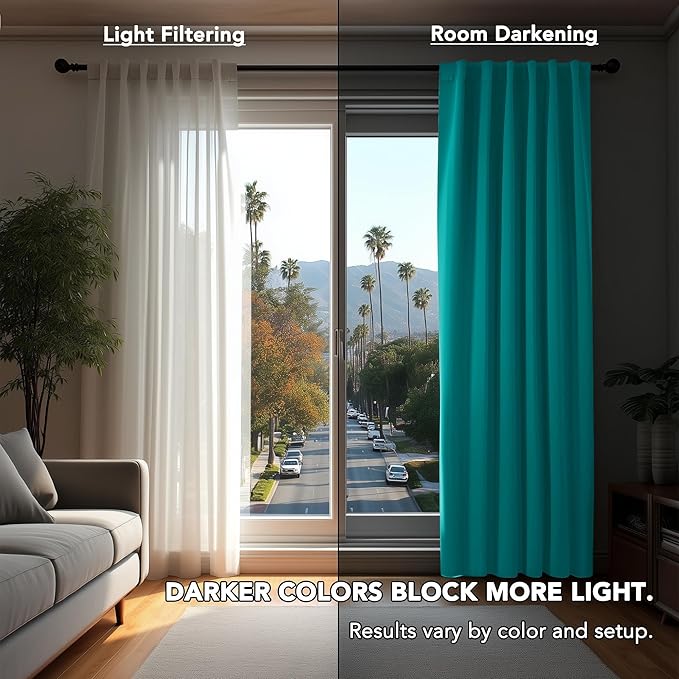 Deconovo Blackout Curtains, Thermal Insulated, W52 x L108 2 Panels, Back Tab - Image 3