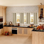 BGment Beige Short Curtains for Kitchen Window, Room Darkening Curtains 45 Inch - Image 2